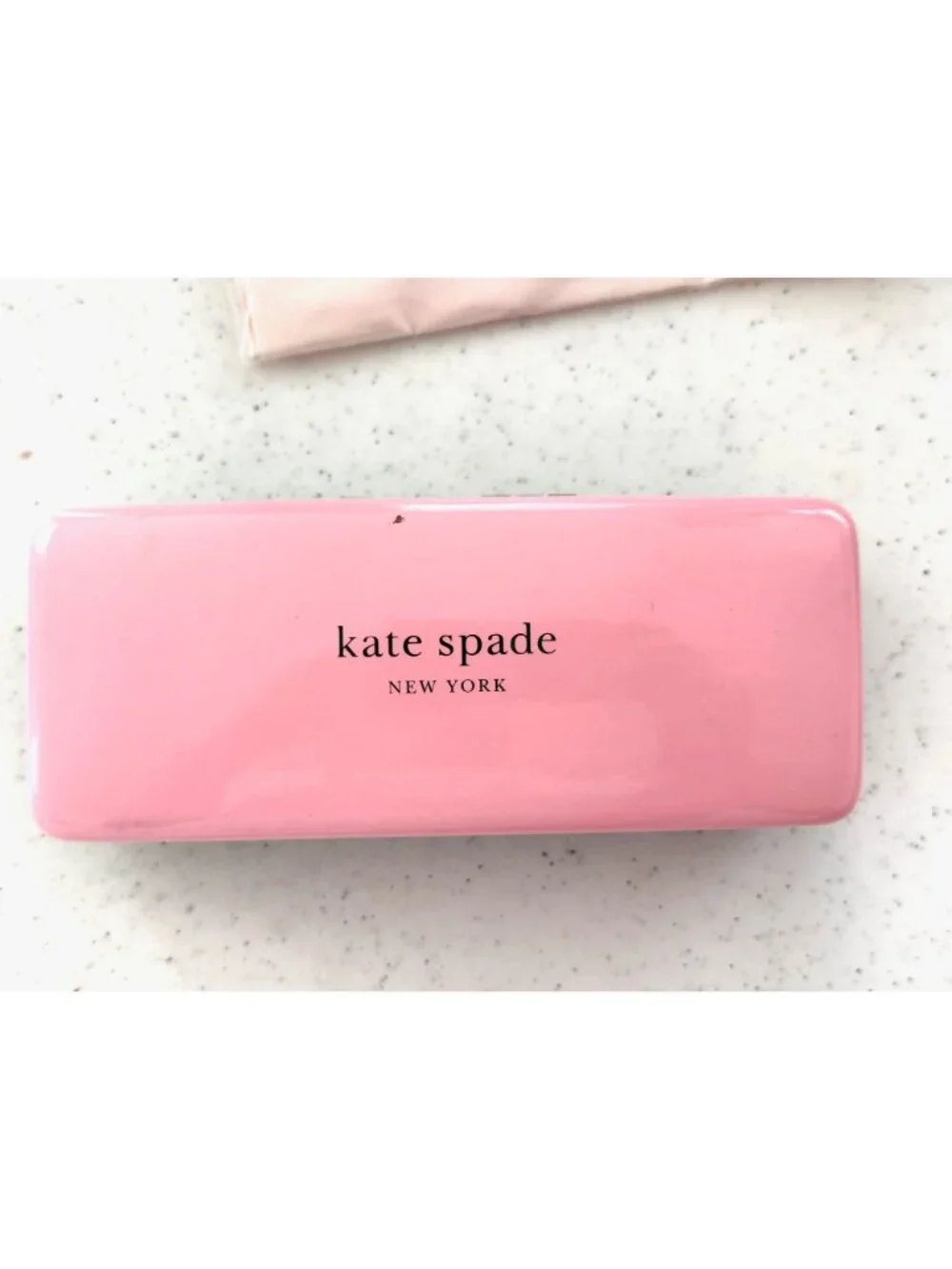 Kate Spade Pink & Green Clamshell Eyeglass Case with cloth